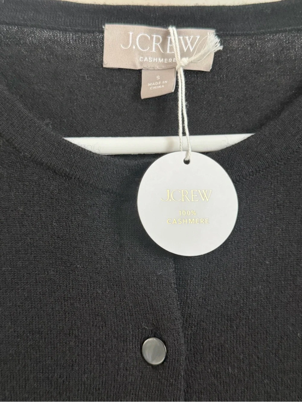 J.Crew 100% Cashmere Cardigan Sweater Black Pearl Button Front Size Small
